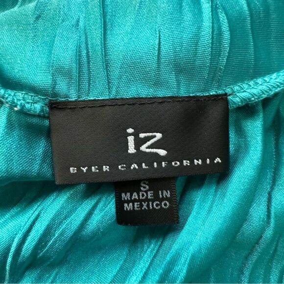 IZ Byer Sleeveless Tank Top Disco Turquoise Blue Chiffon SZ S - Picture 11 of 13